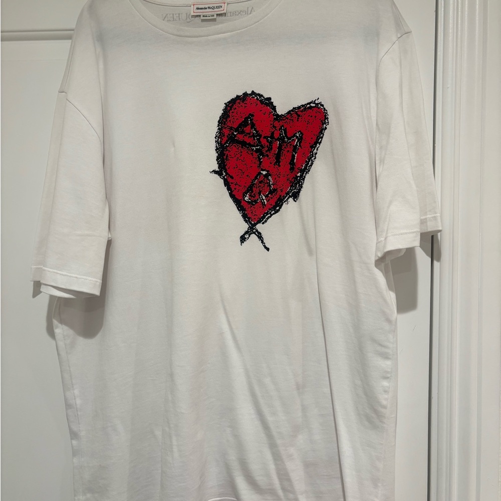 Heart Logo Print T-Shirt in White
by Alexander McQueen women’s 46 (XL)